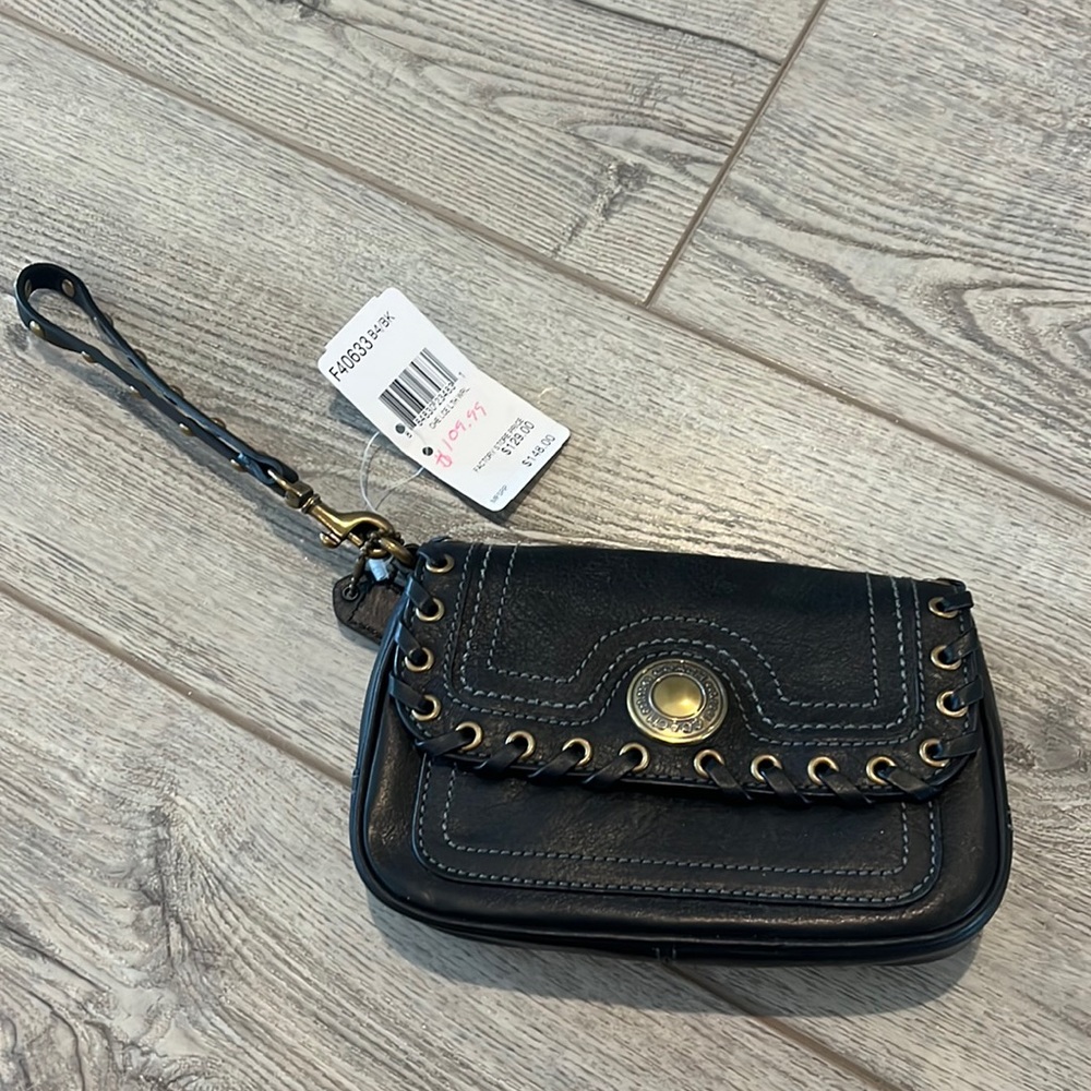 Coach Wristlet in Black with gold hardware